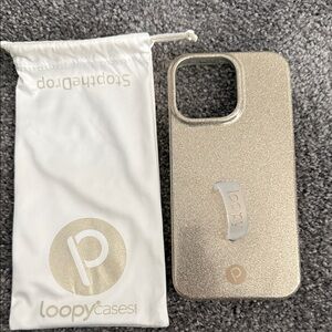 Loopy Case Champagne Gold Glitter Phone Case with Loopy Grip